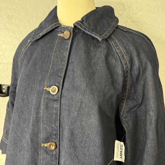 Old Navy Long Denim Barn Coat, Dark Wash, XS 790480 - Picture 4 of 5